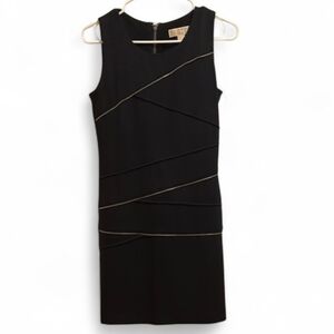 MICHAEL Michael Kors Black Sheath Work Dress Sleeveless Zippers Corpcore Sz 2